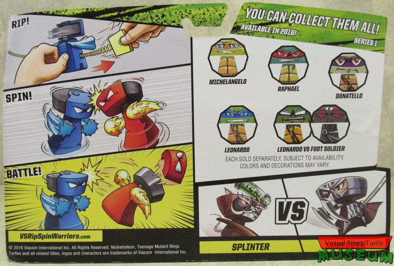 Splinter vs Shredder card back