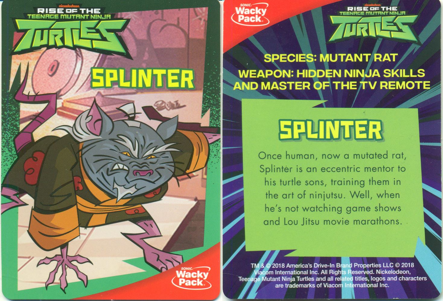 Splinter card front and back