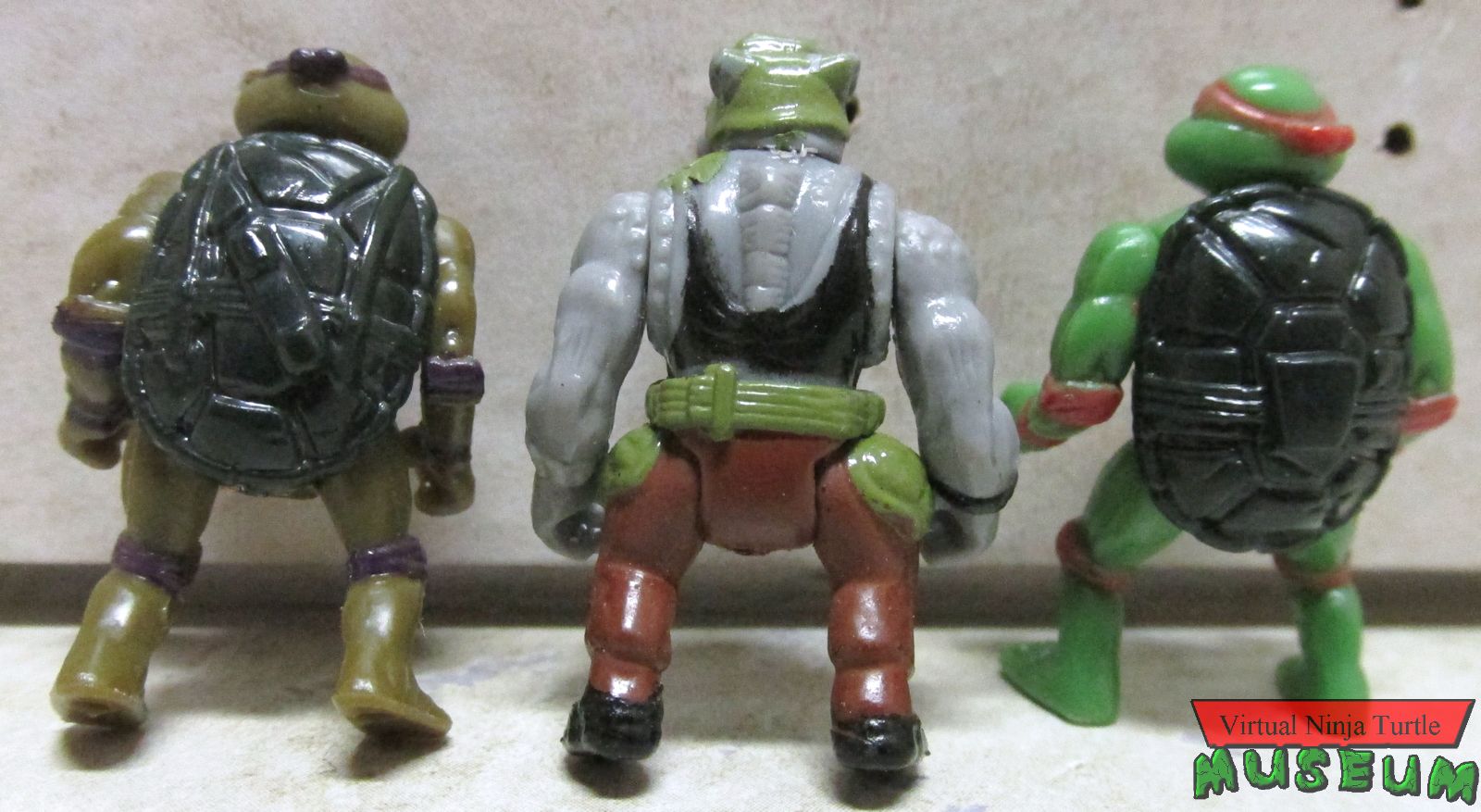 Mini-Mutants Donatello, Rocksteady and Raphael rear view