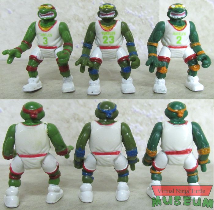 Mini-Mutants Half Shell Forward Michaelangelo, Center Donatello and Guard Raphael