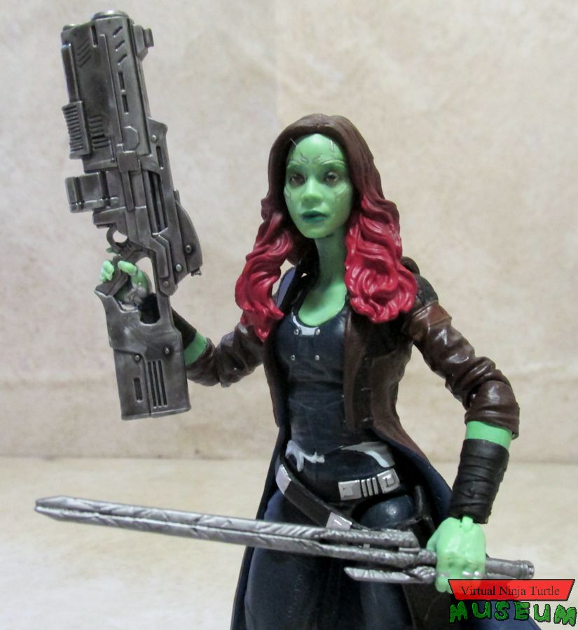 Gamora with gun and sword