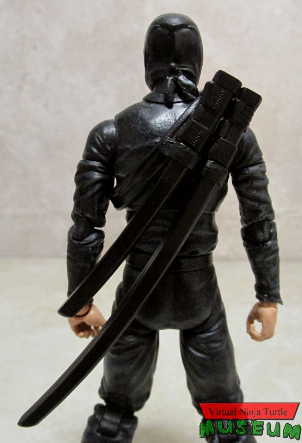 basic black ninja with swords on back