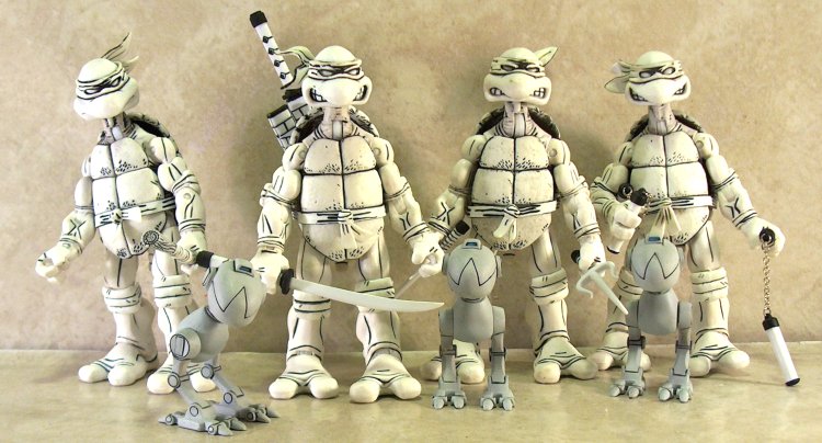 neca tmnt black and white