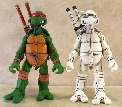 neca tmnt black and white