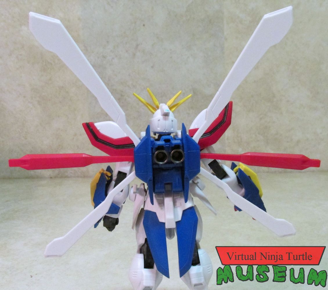 Burning Gundam with wings expanded